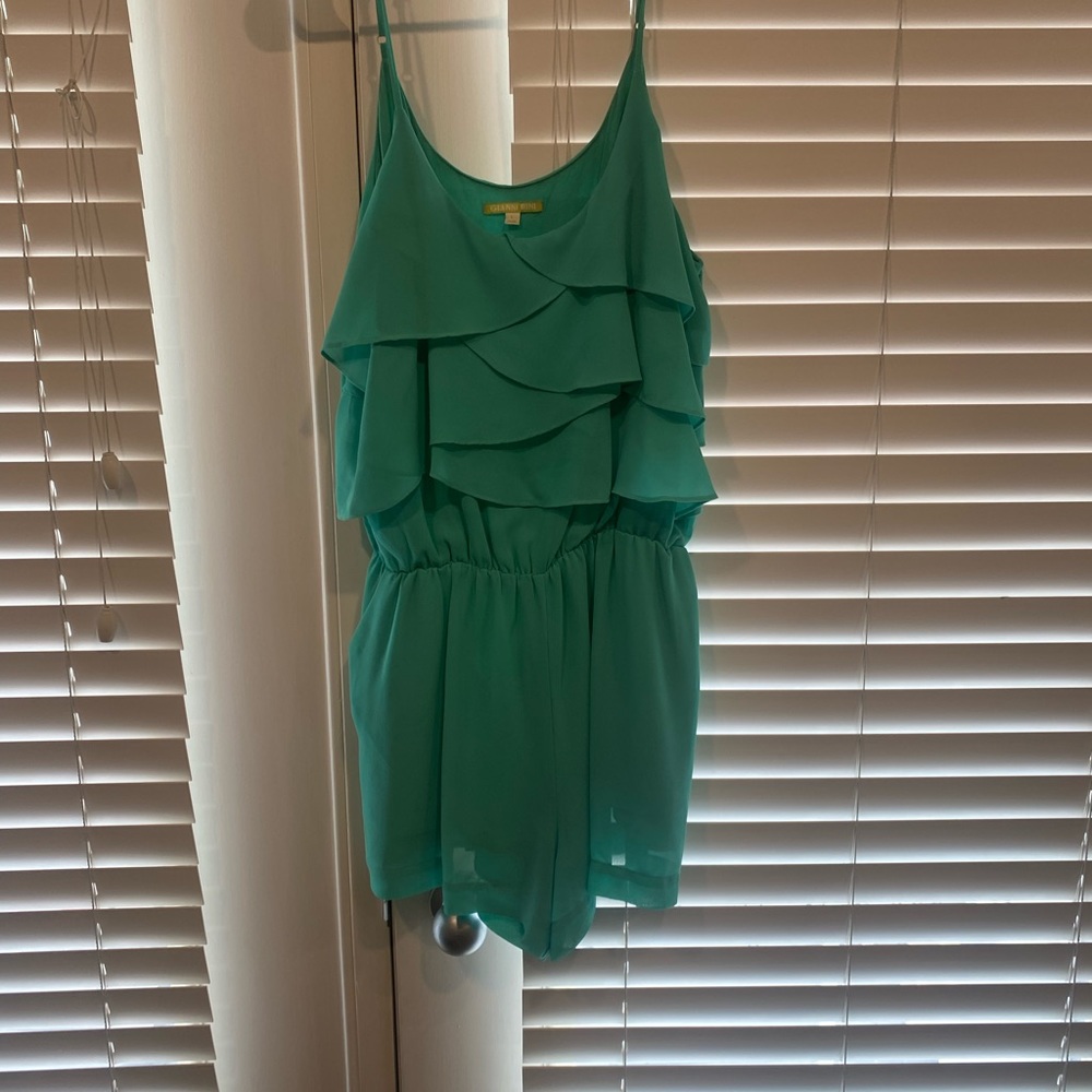 Womens Teal Color Short Romper